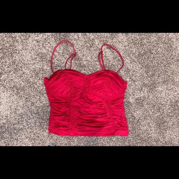 elderlyway Tops - BELLA neon red corset crop top